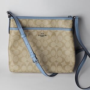 Coach Beige and Blue Crossbody Bag